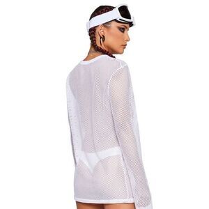 Josephine‎ Chaus White Mesh Coverup Top Size Large